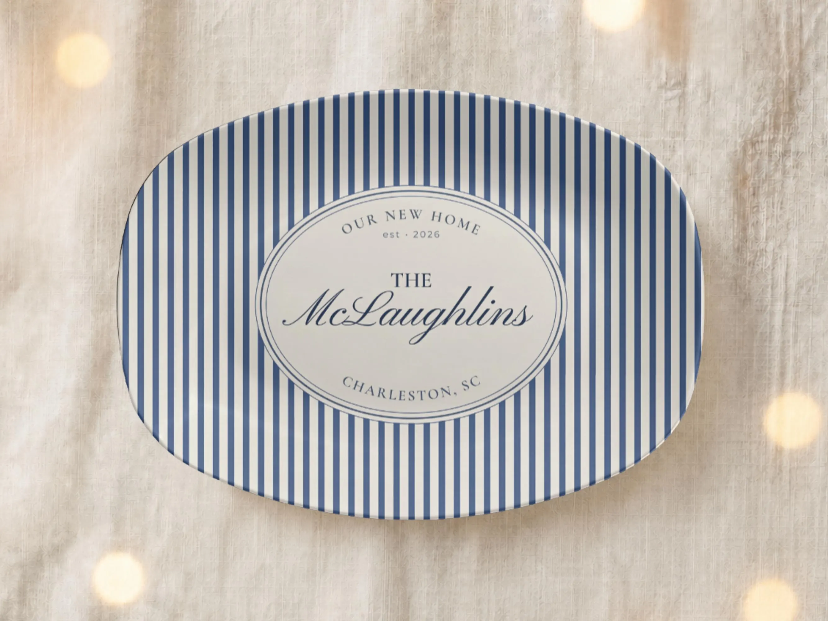 Personalized Housewarming Gift for Couple Custom Family Name Serving Platter Hostess Gift Unbreakable New Home Gift Kitchen Decor