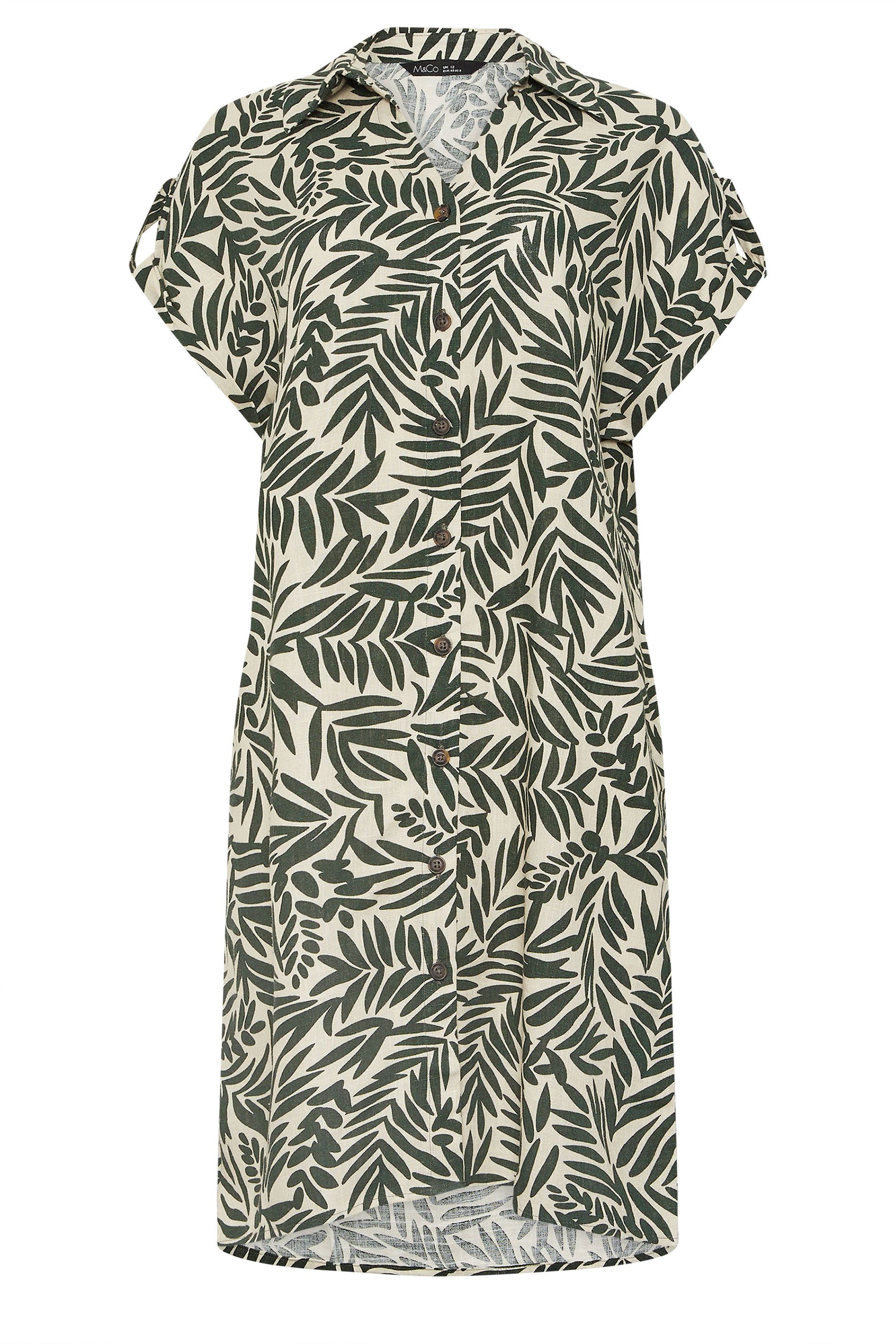 M&Co Leaf Print Relaxed Shirt Dress