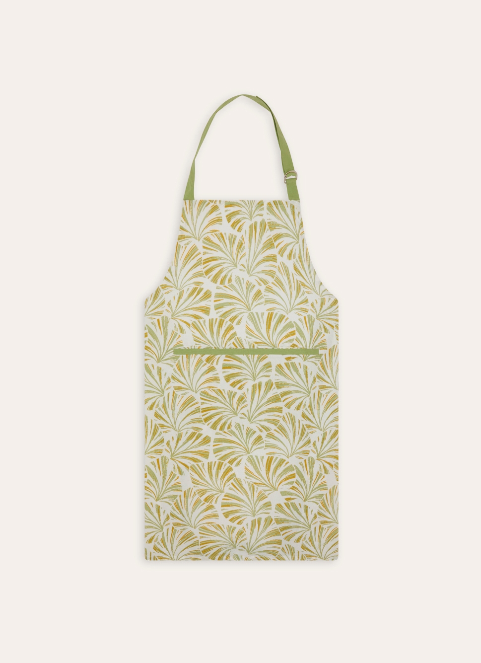 TABLIER EN COTON IMPRIMÉ DE FEUILLES DE PALMES MULTICOLORE