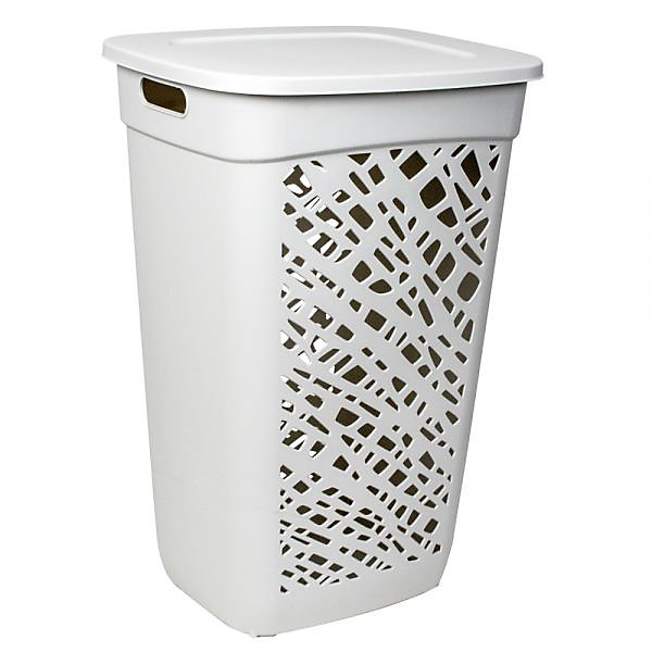 Panier à linge élégant en plastique 60 litres - Blanc