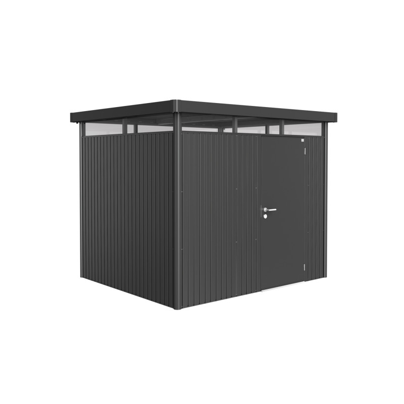 Abri de jardin en métal HighLine 1 porte gris foncé 2,75 x 2,35 x 2,22 m BIOHORT