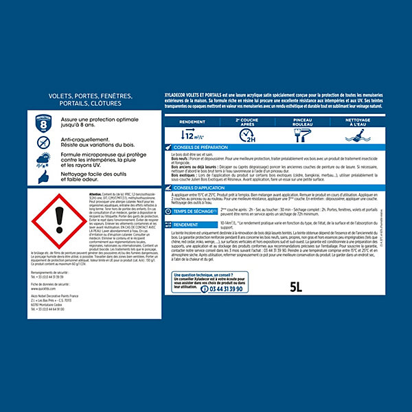 Lasure bois extérieur volets et portails teck satin Xyladecor 5 L