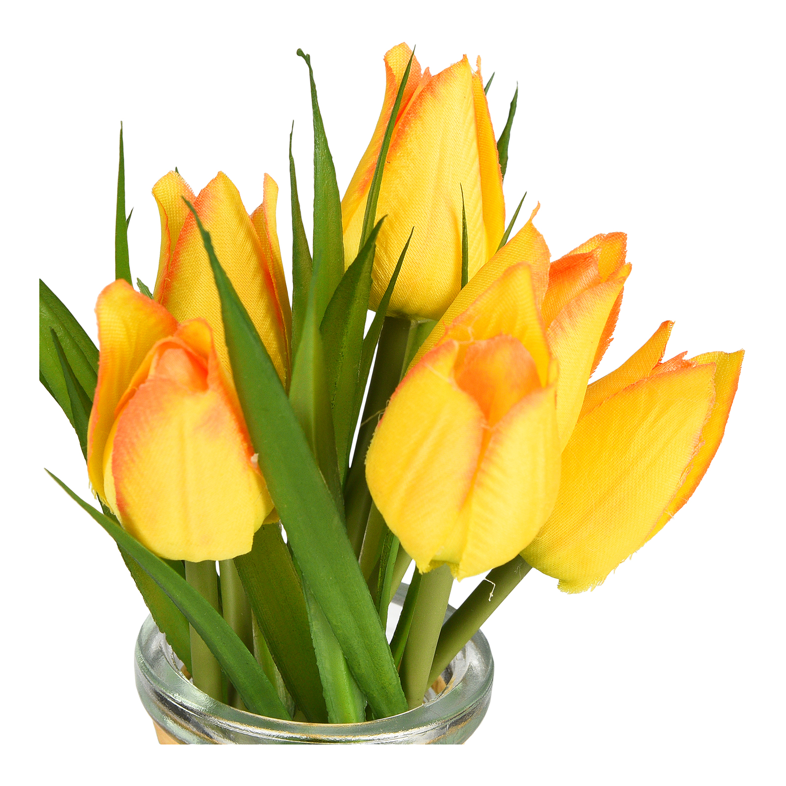 Kunstblumenbund Tulpe in Glasvase Gelb, ⌀ 10 cm, H 200 mm