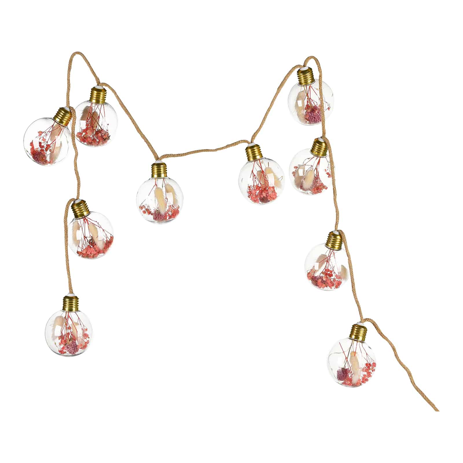 Outdoor-Lichterkette Trockenblumen Pink,L 1.650 mm