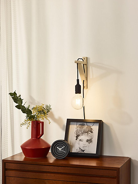 Applique murale FIX en bois avec 1xE27 - Noir - Lucide