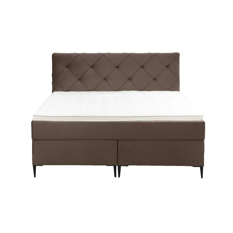 Boxspring Liv geruit - bruin - 140x200 cm - slanke poot