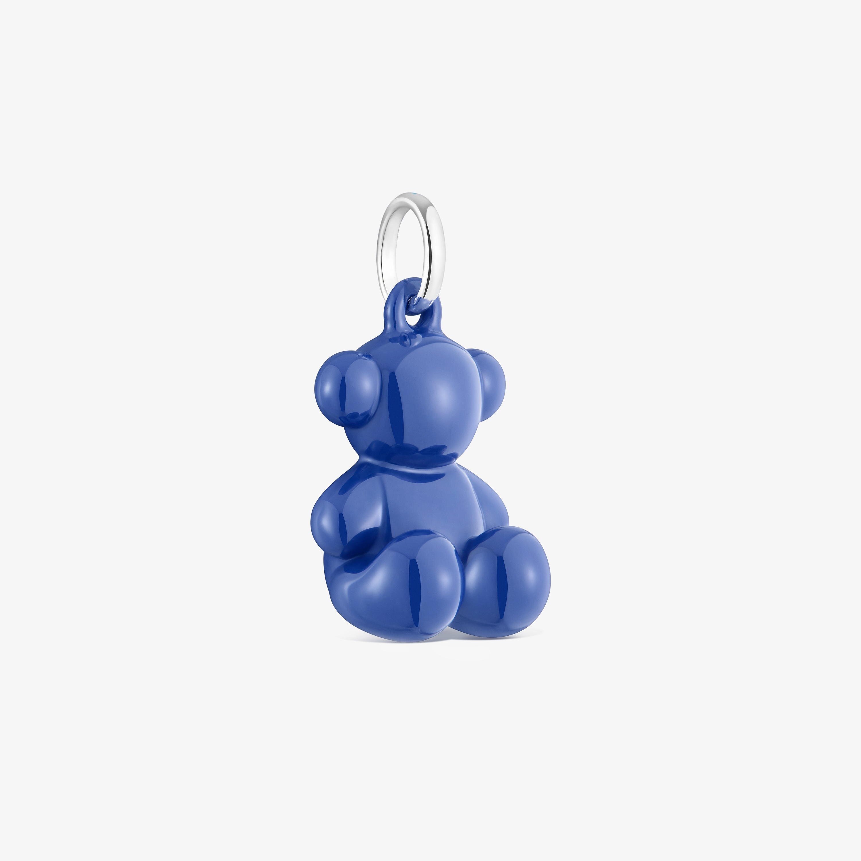 Colgante oso de plata y cerámica azul marino Bold Bear