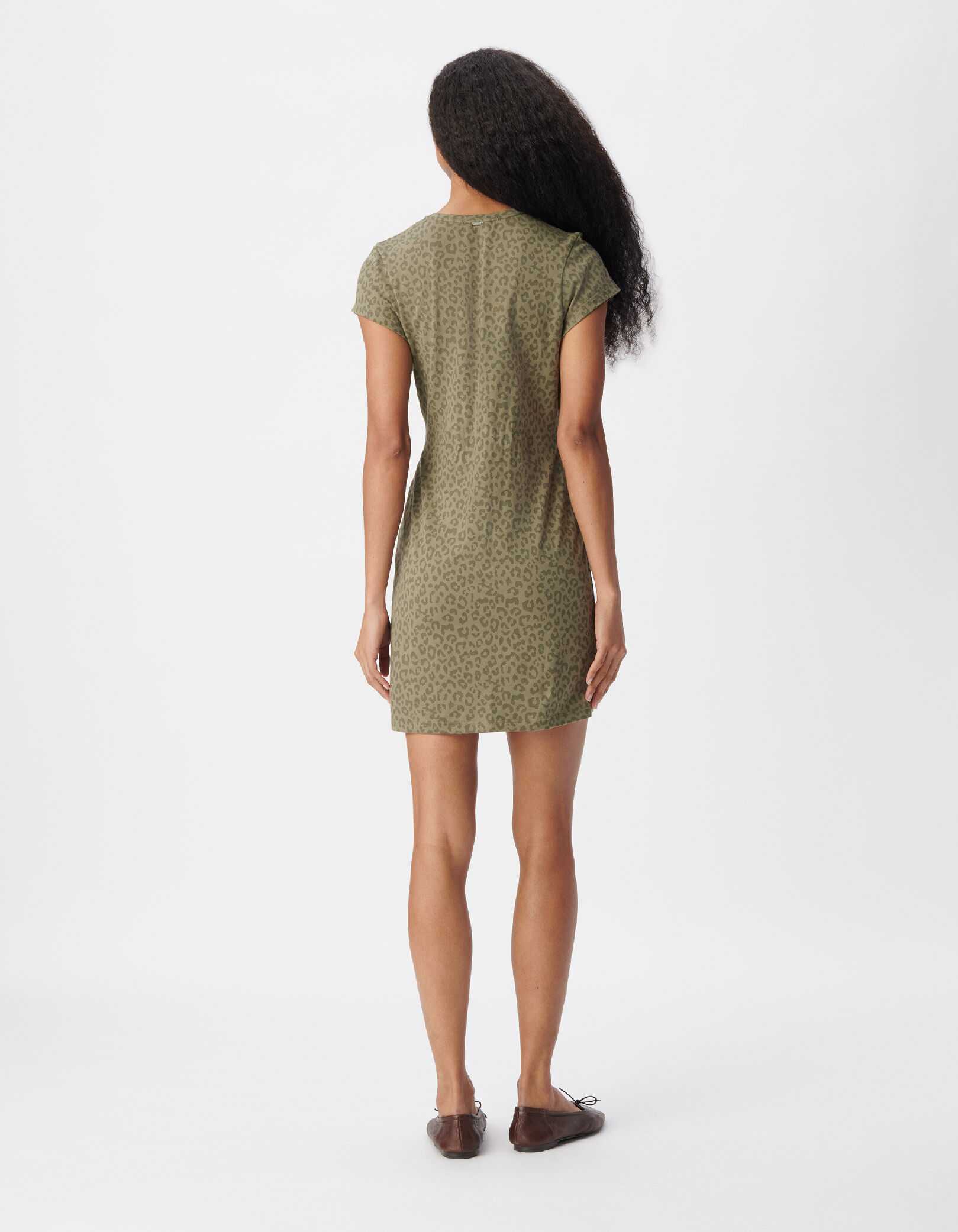 Robe kaki imprimé léopard ceinture à nouer Femme