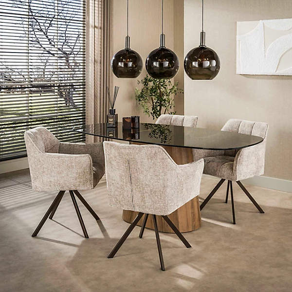 Chaise pivotante sable pied bronze (lot de 2) MELBOURNE