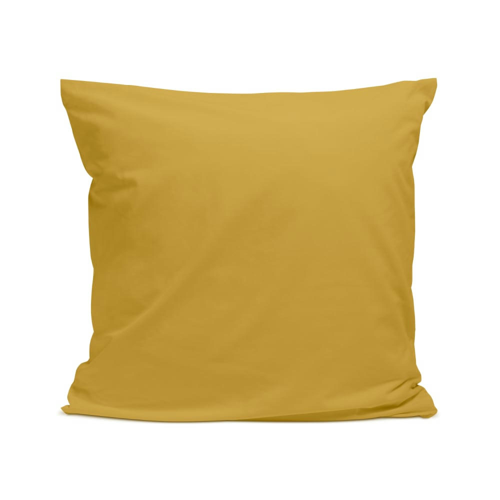- Taie d'oreiller unie en percale de coton moutarde 65x65cm