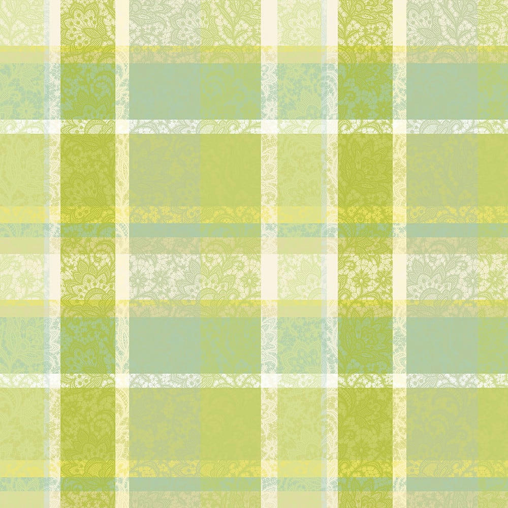 MILLE DENTELLES PRAIRIE - Nappe enduit imperméable pur coton vert 175x250