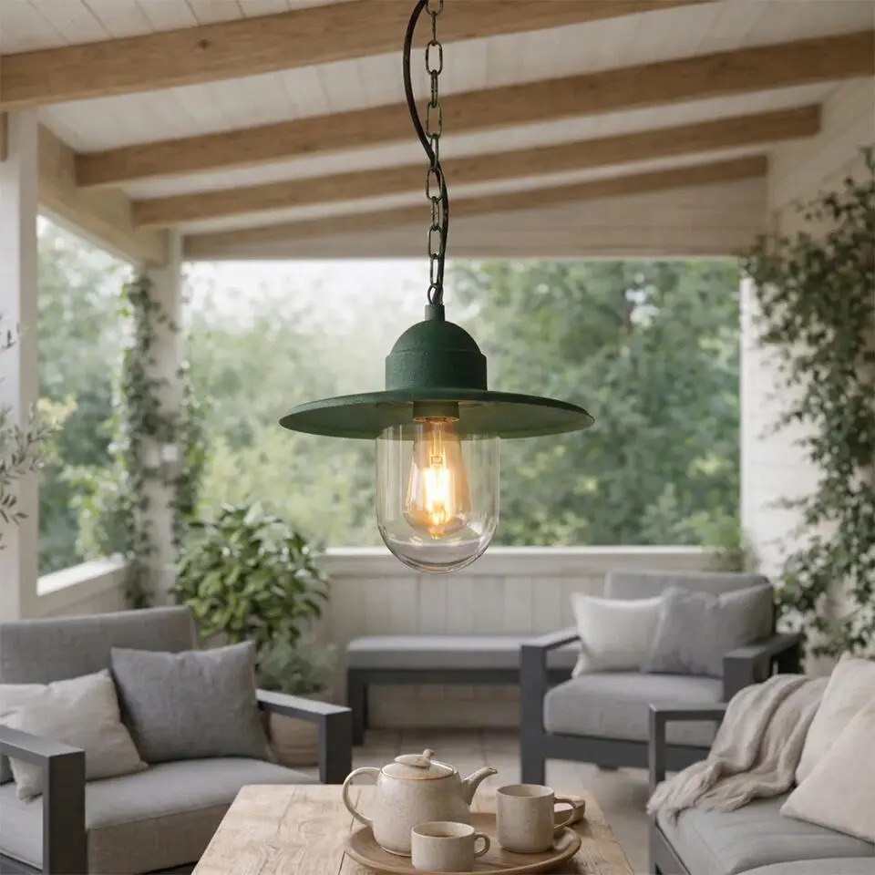 Qazqa hanglamp kansas groen e27