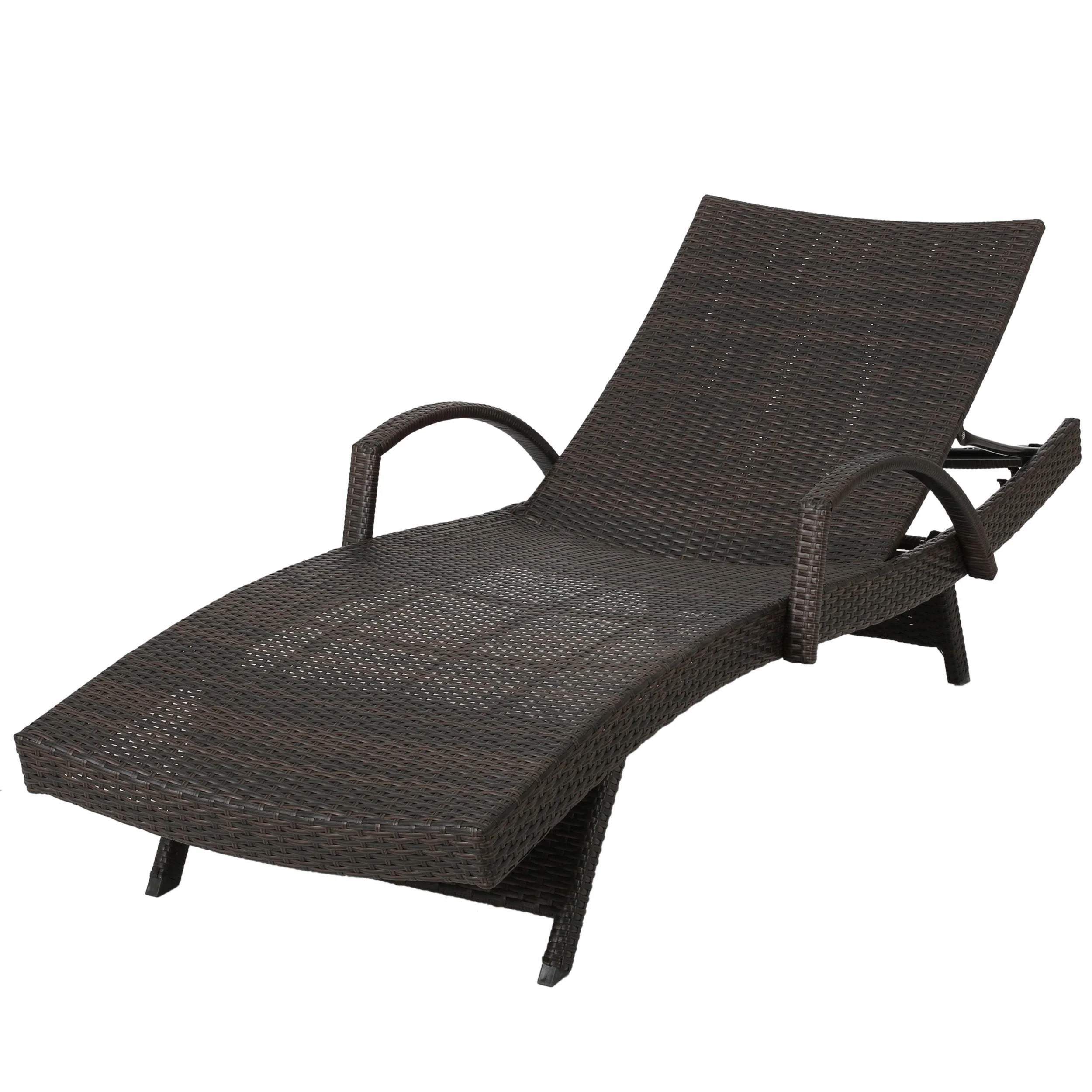 Toscana Outdoor Wicker Armed Chaise Lounge Chair by Christopher Knight Home