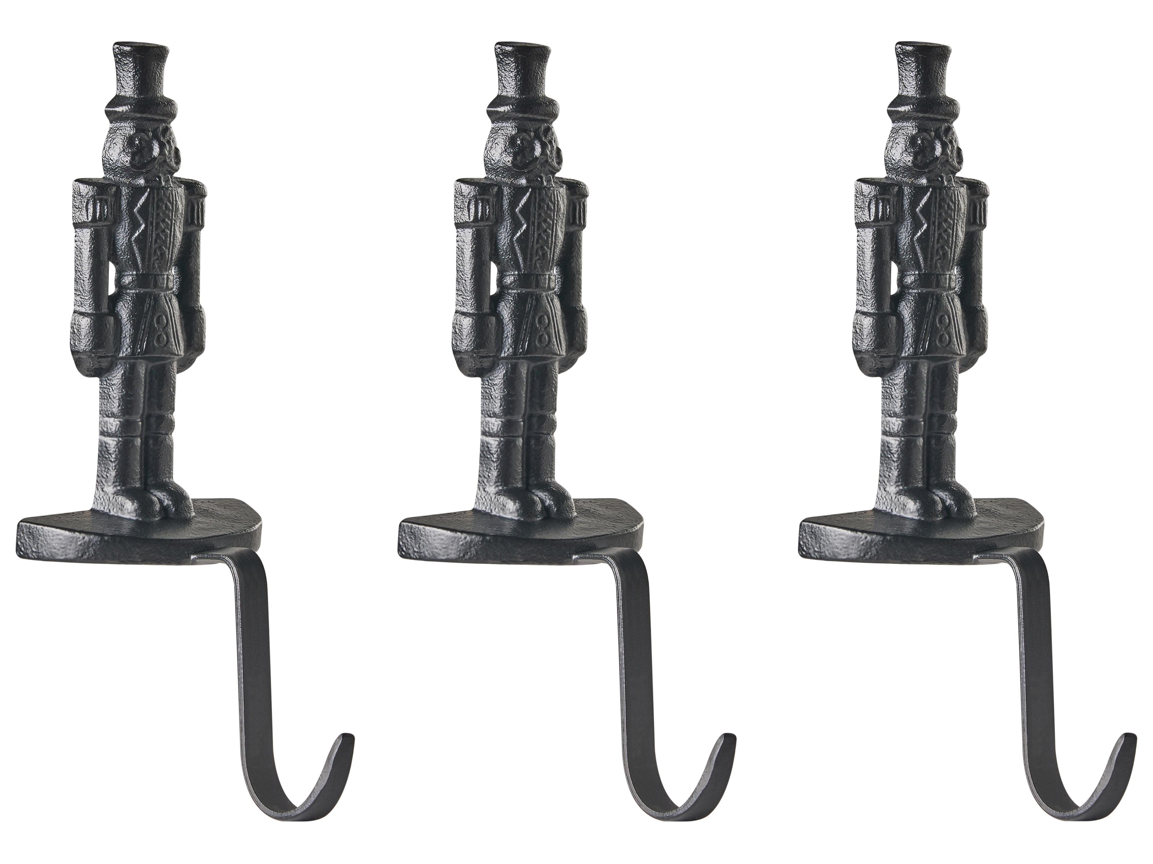 Set of 3 Christmas Stocking Holders KAJAANI Nutcracker 21 cm Black
