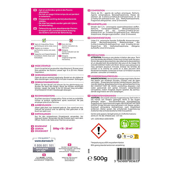 Nettoyeur à sec tapis et moquettes Starwax 500g