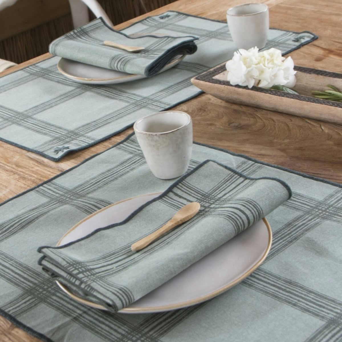 MADRAS - Sets de table (x4) coton  35x50 vert lichen