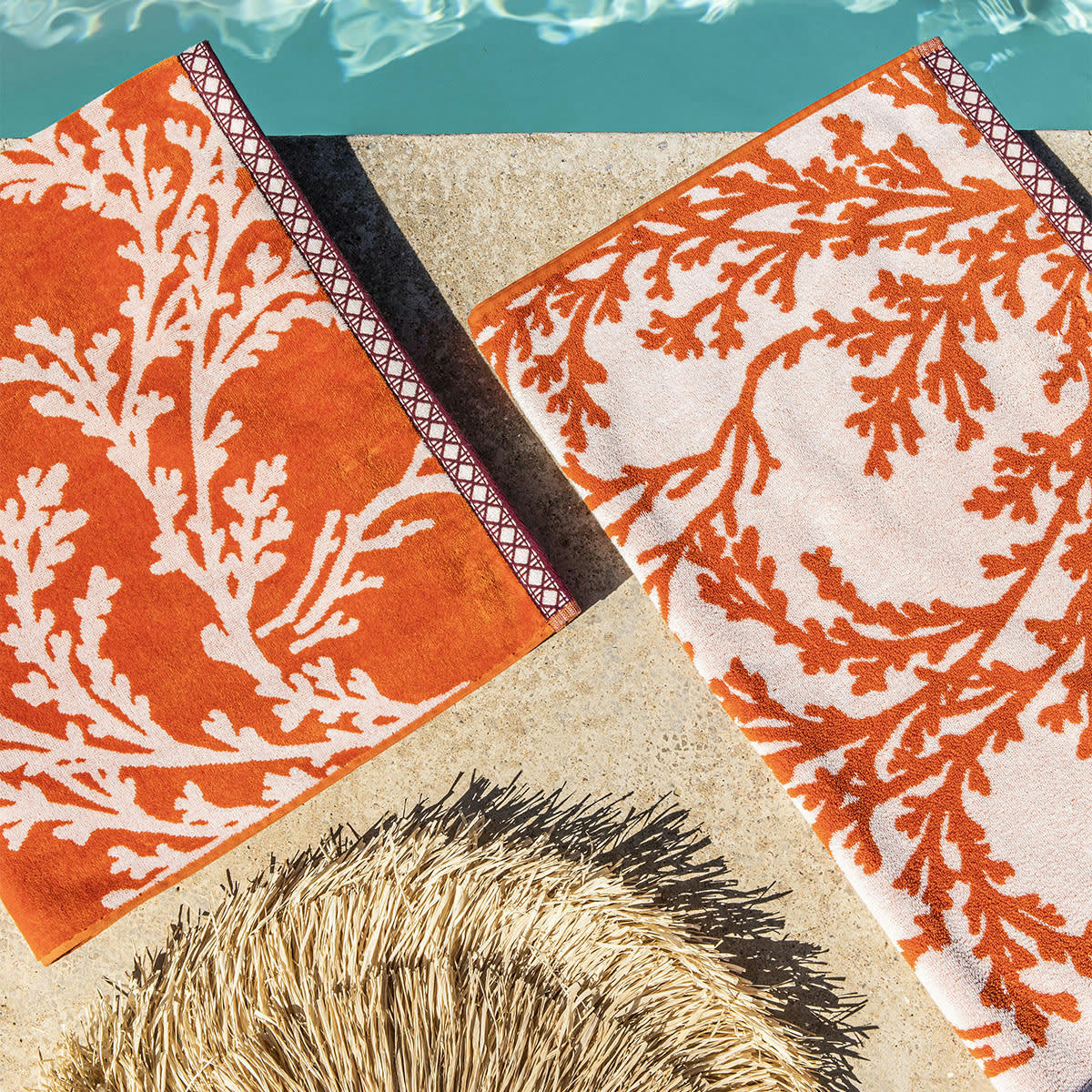 BELIZE - Drap de plage en coton bio orange 100x180