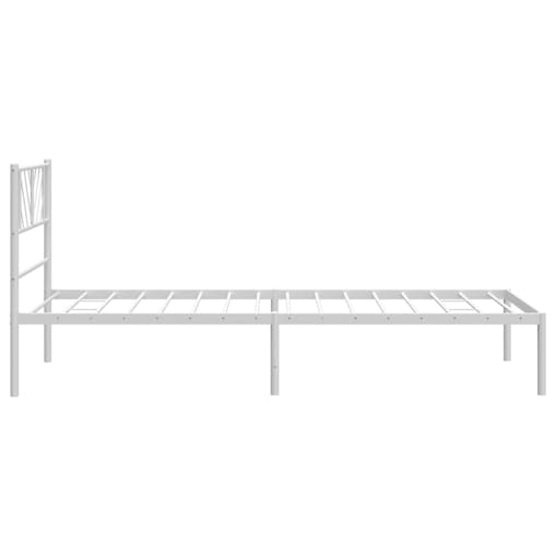 NNEVL Metal Bed Frame with Headboard White 107x203 cm