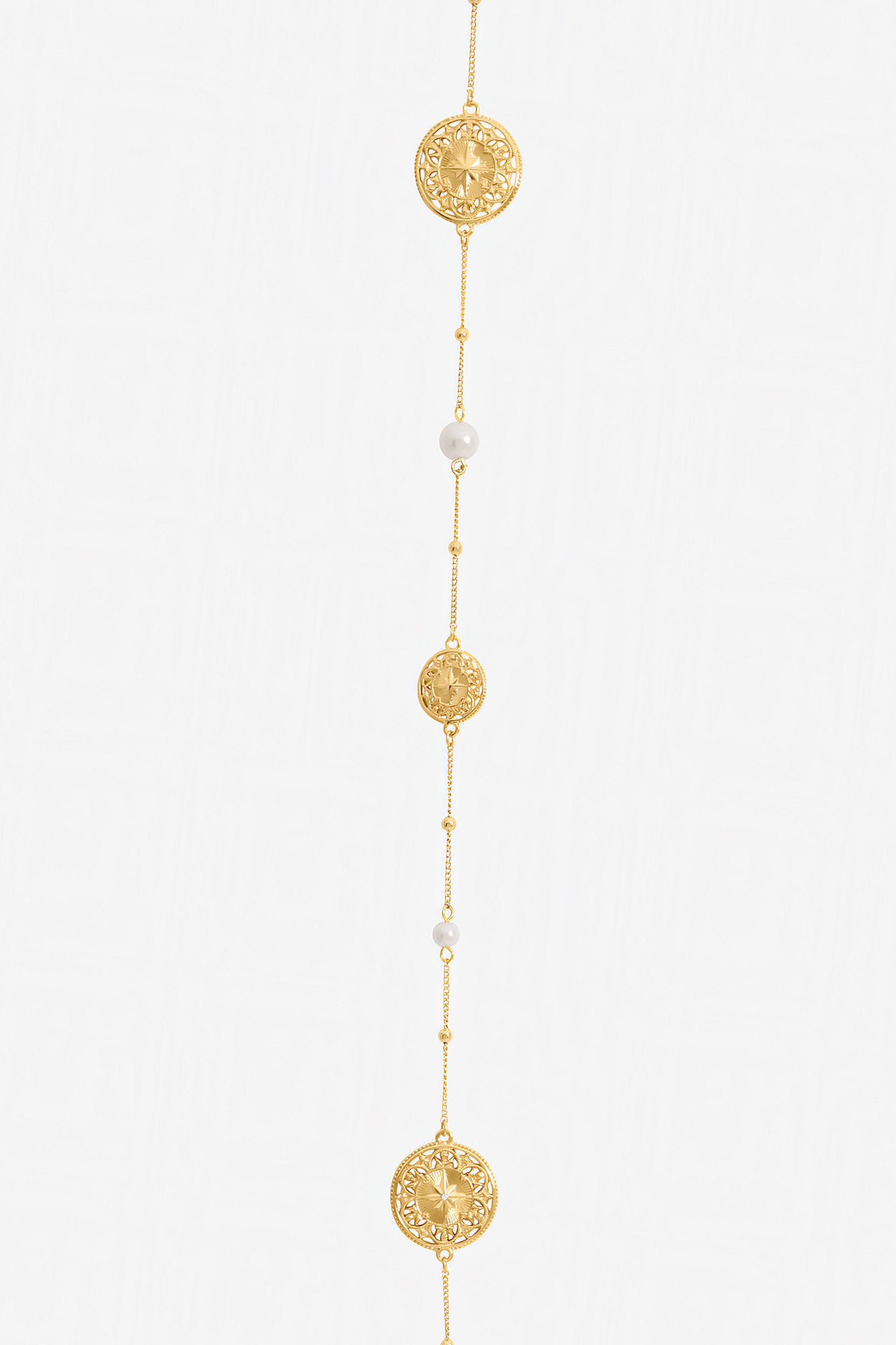 Mood Gold Plated Filigree and Pearl Necklace