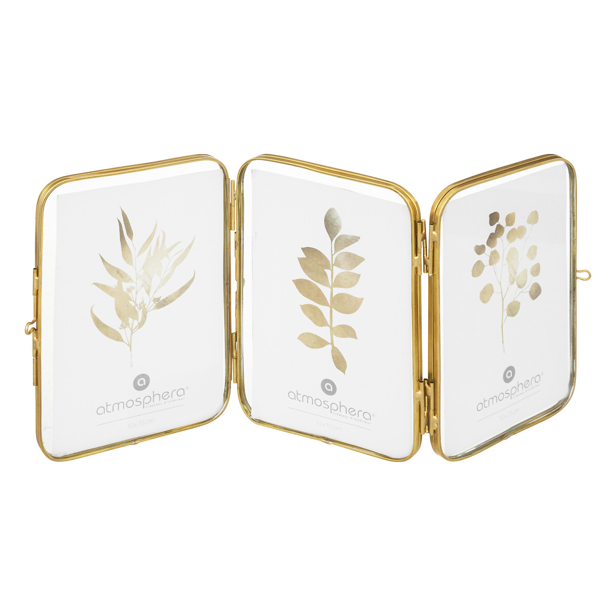 Multimoldura dourada para 3 fotografias 10x15cm