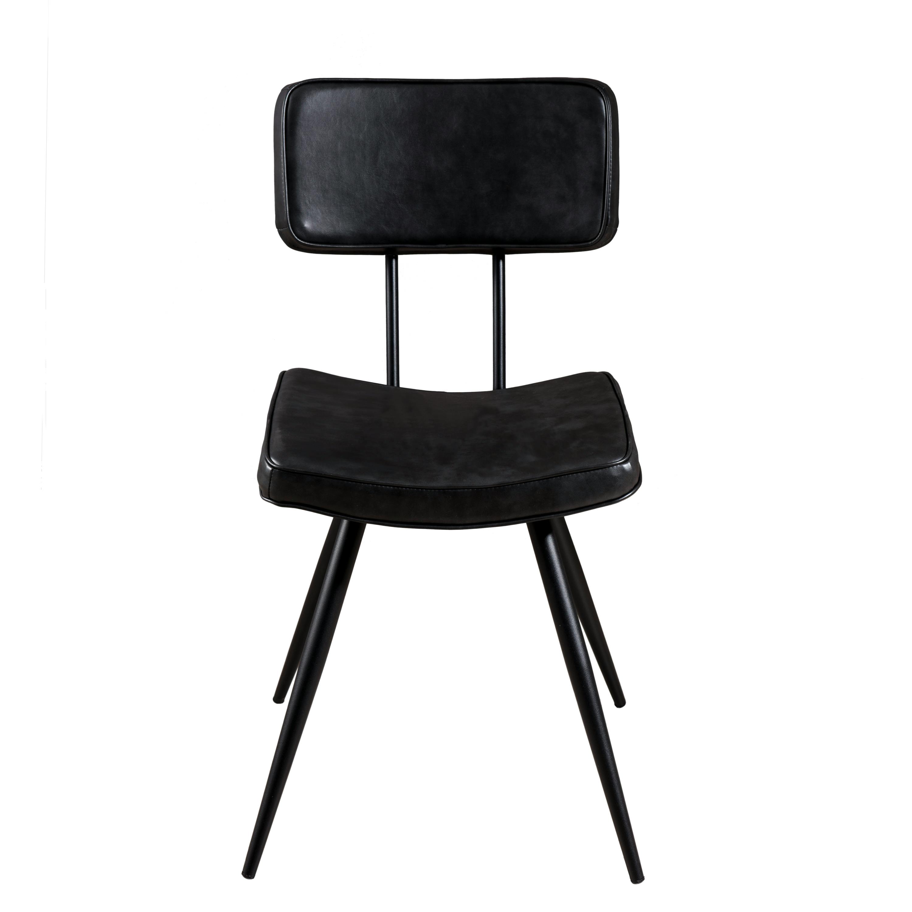 Chaise vintage tissu noir/gris anthracite (lot de 2) TIM