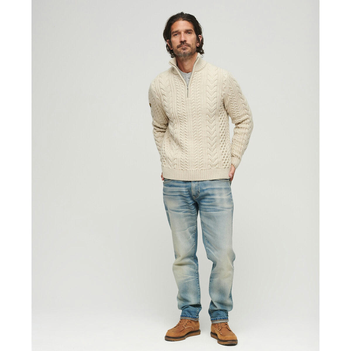 Pull vintage à col montant zippé Jacob