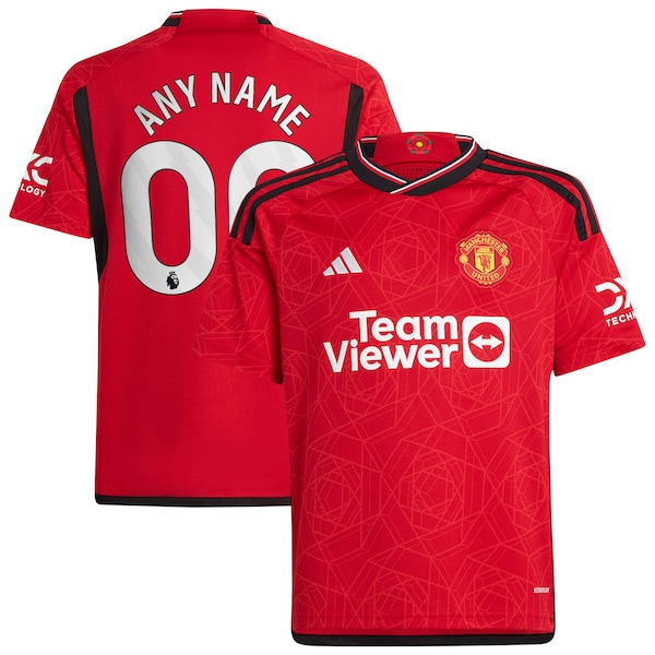 Manchester United adidas Youth 2023/24 Home Replica Custom Jersey - Red