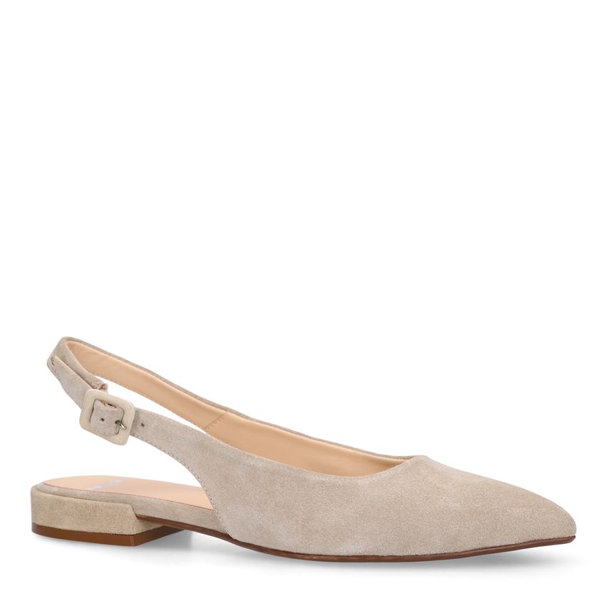 Beige suède slingbacks