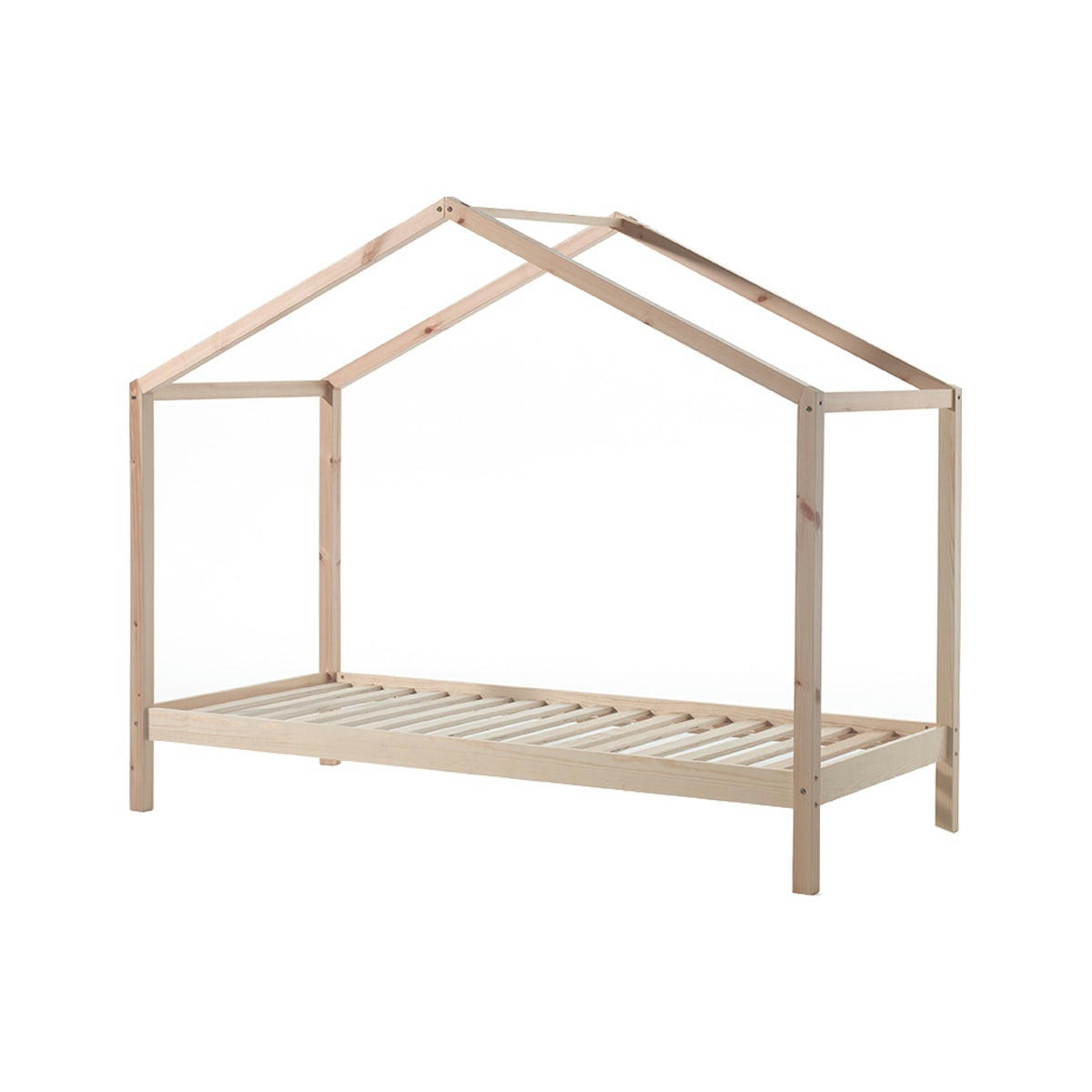 LIT - Lit cabane zh 90x200 sommier inclus naturel