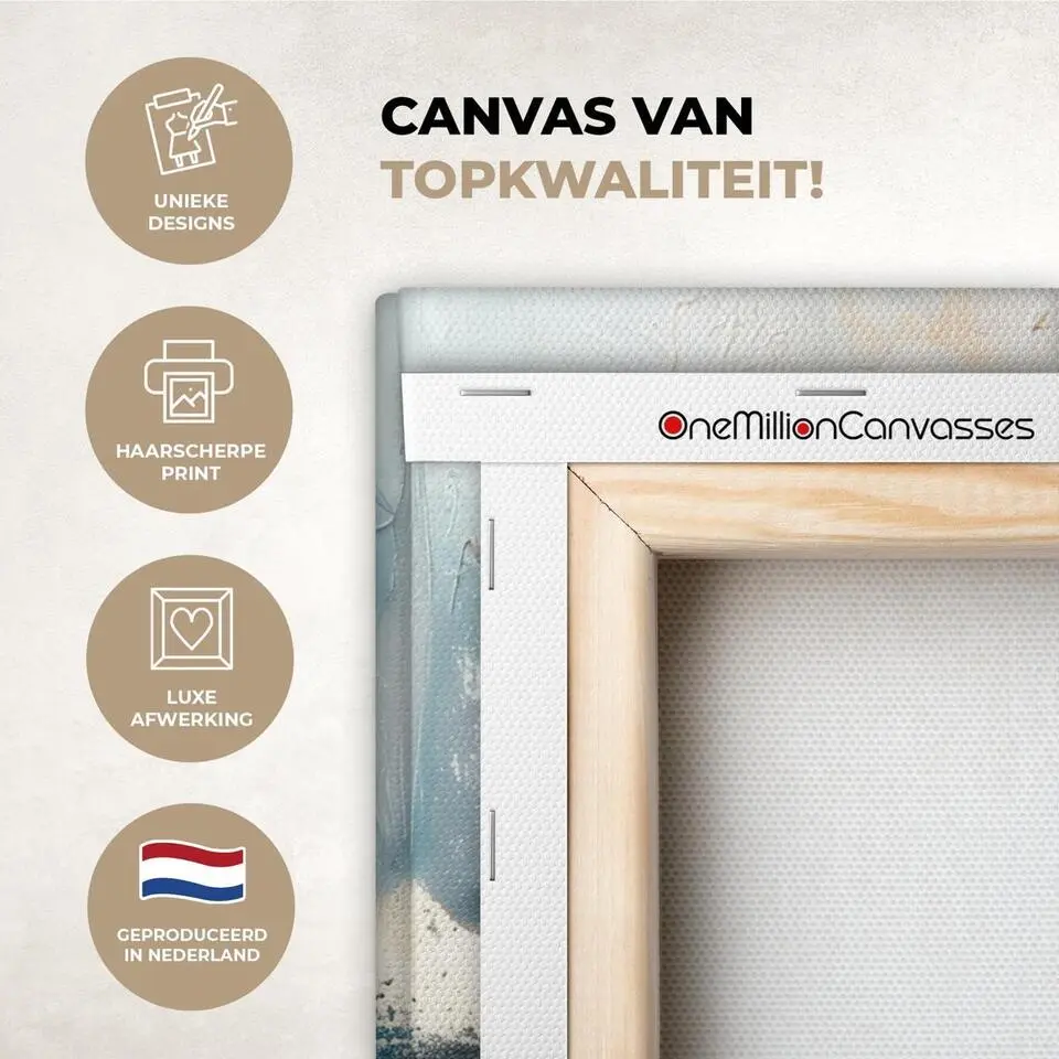 MuchoWow Canvas Schilderij 60x40cm Abstract Kunst Gold Blauw