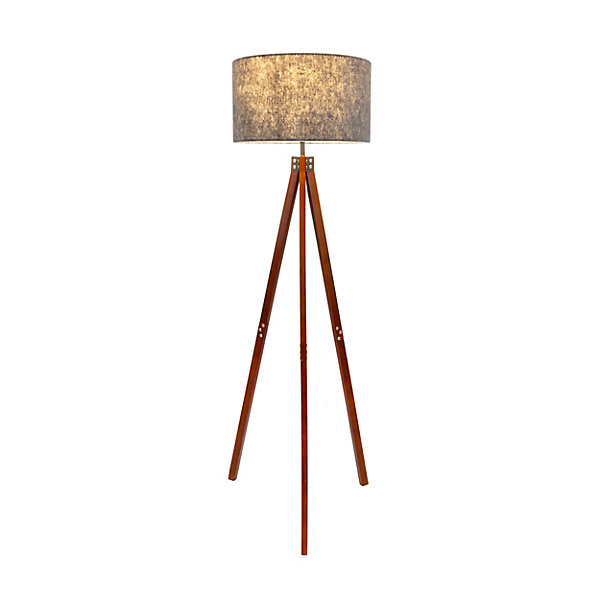 Lampadaire FILCO D 45cm H 147cm bois plastique brun gris douille E27 salon chambre a manger chambre style moderne