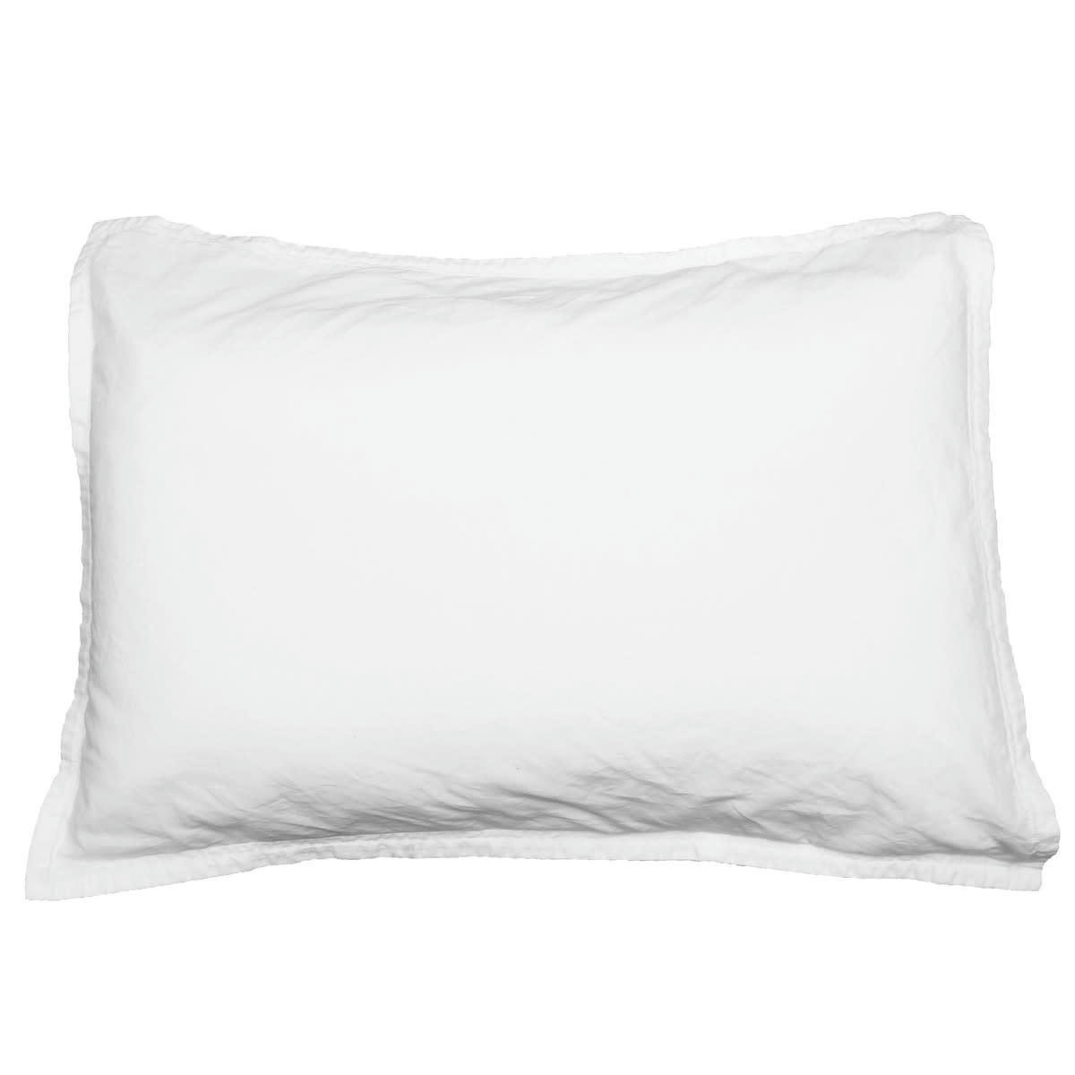 HOME WASHED - Lot de 2 taies d'oreiller en percale lavée  blanc 50x70 cm