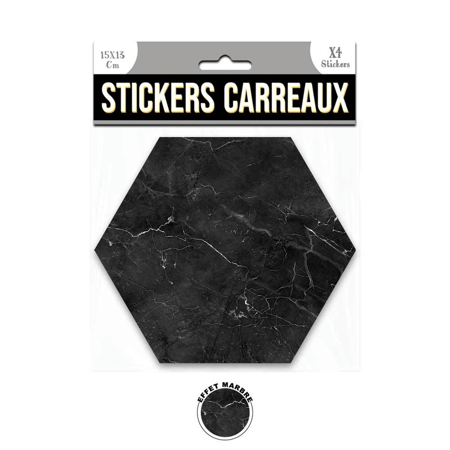- 4 stickers effet marbre 15 x 13 cm noir