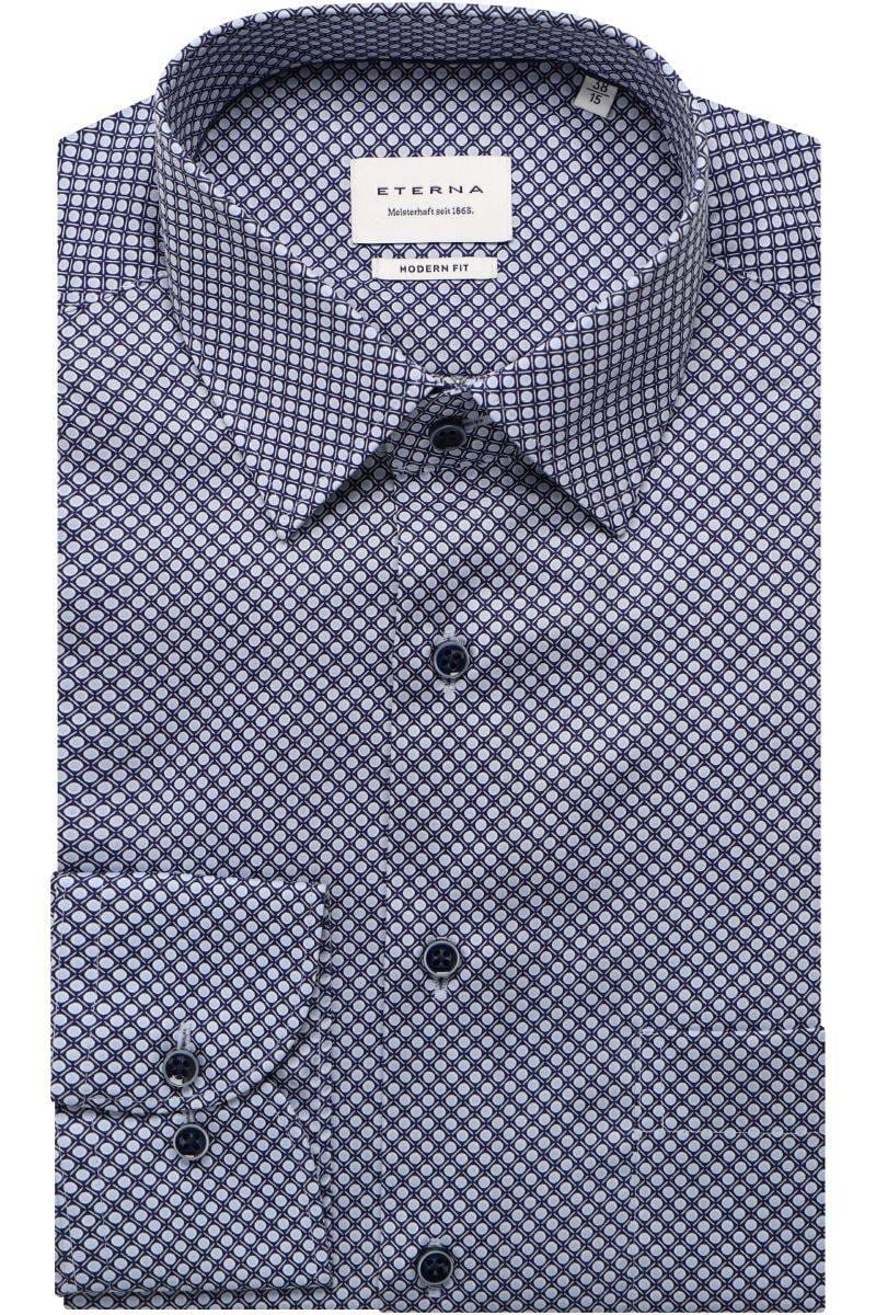 ETERNA Modern Fit Hemd blau, Bedruckt (extra langer Arm)