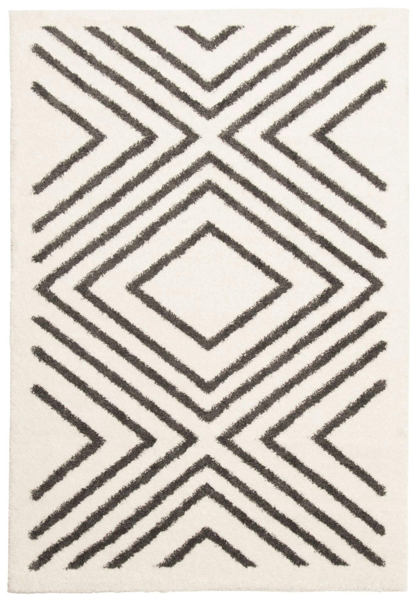 ECARPET Giada Indoor Geometric Area Shag Rug, Ivory, Assorted Sizes