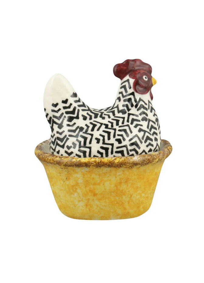 Handpainted Silver Small Hen On Nest