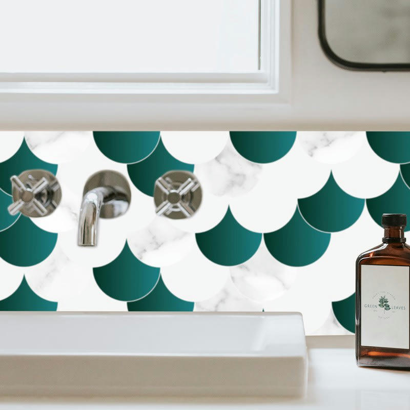 FISH SCALE - Bandeau PVC lot de 2 : L 70cmxH 30cm Vert Art Deco Scandinave