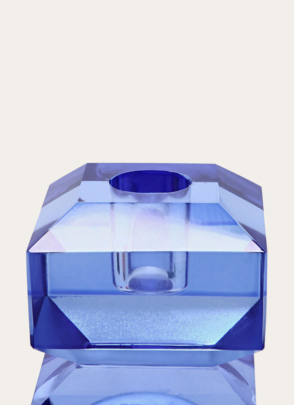 BOUGEOIR EN CRISTAL BLEU