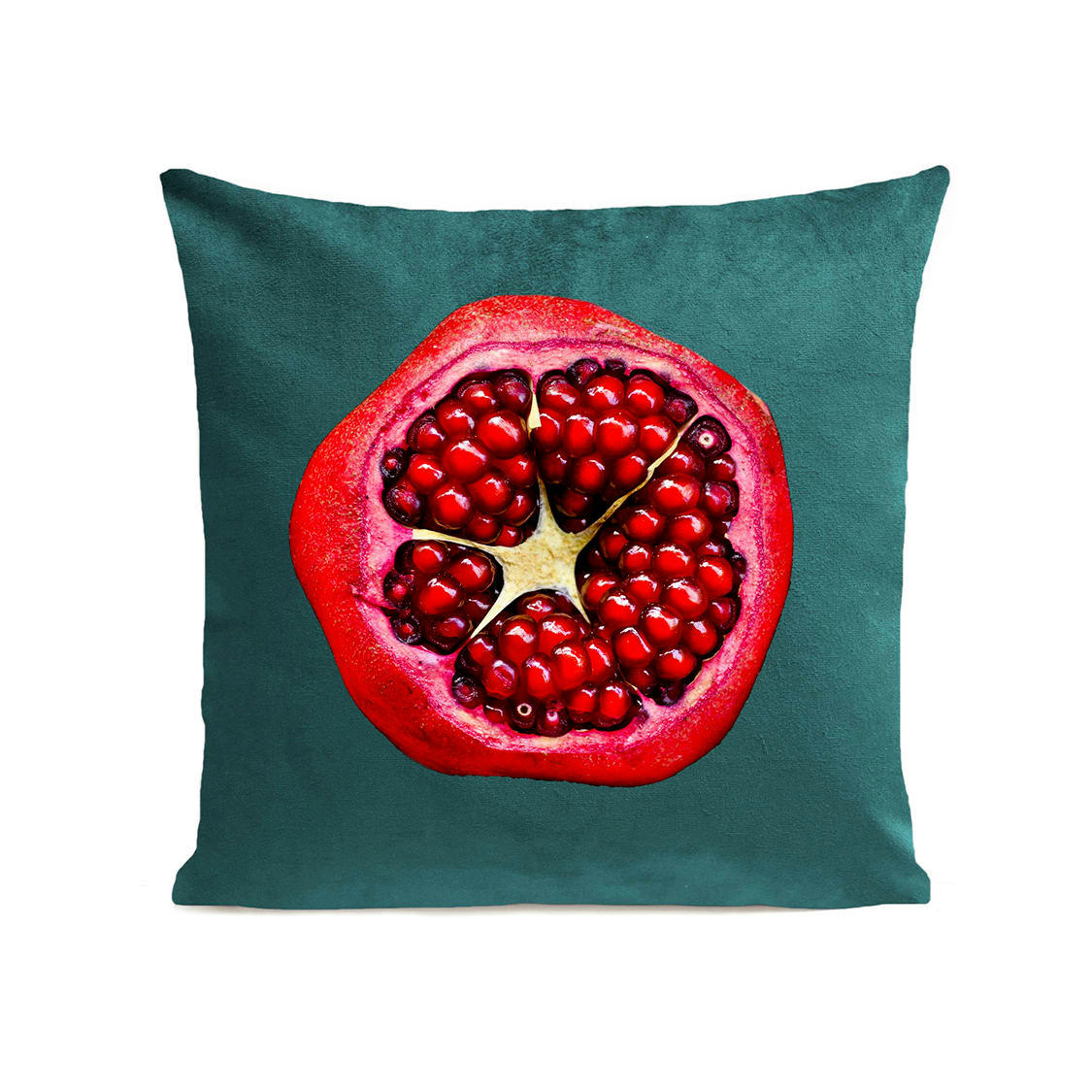 - Coussin fruit végétal grenade suédine vert 40x40cm