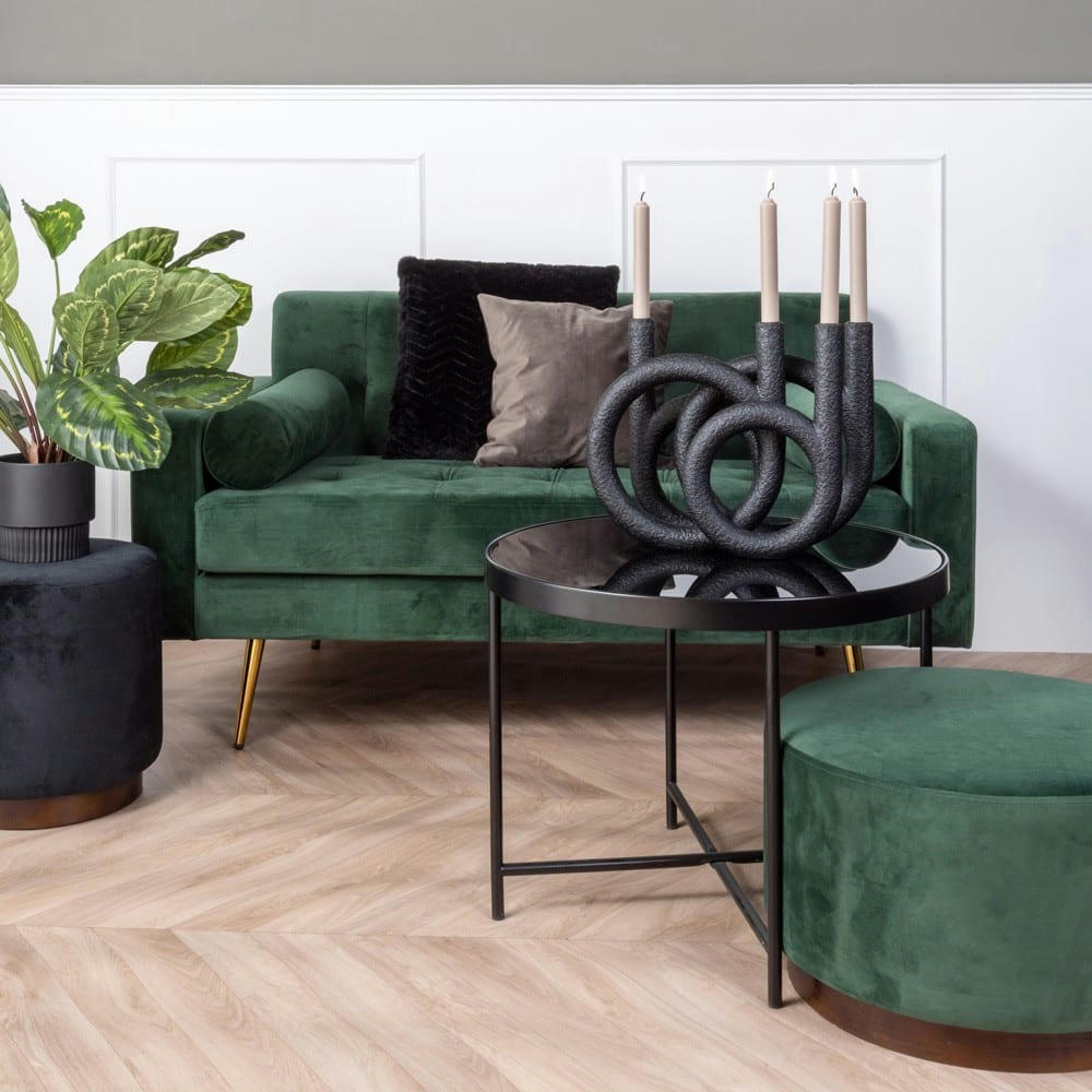 RINGS - Bougeoir 4 bougies en polyrésine noir