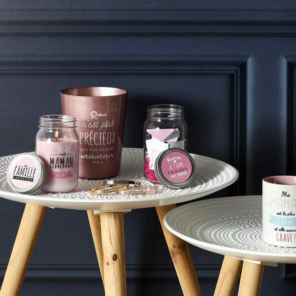 - Tables gigognes rondes relief (lot de 2) blanc