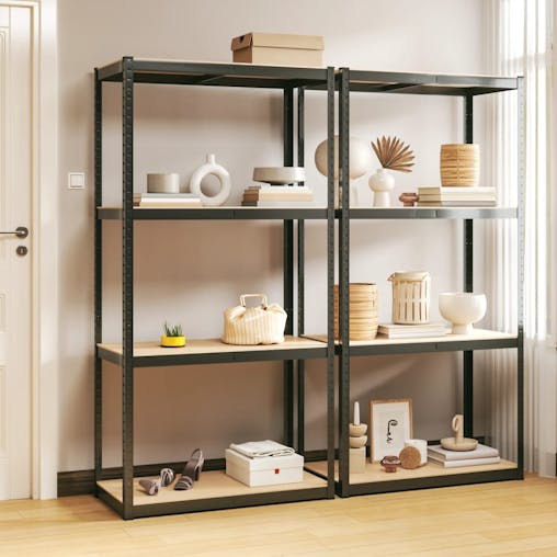 NNEVL 4-Layer Shelves 2 pcs Anthracite Steel and Engineered Wood