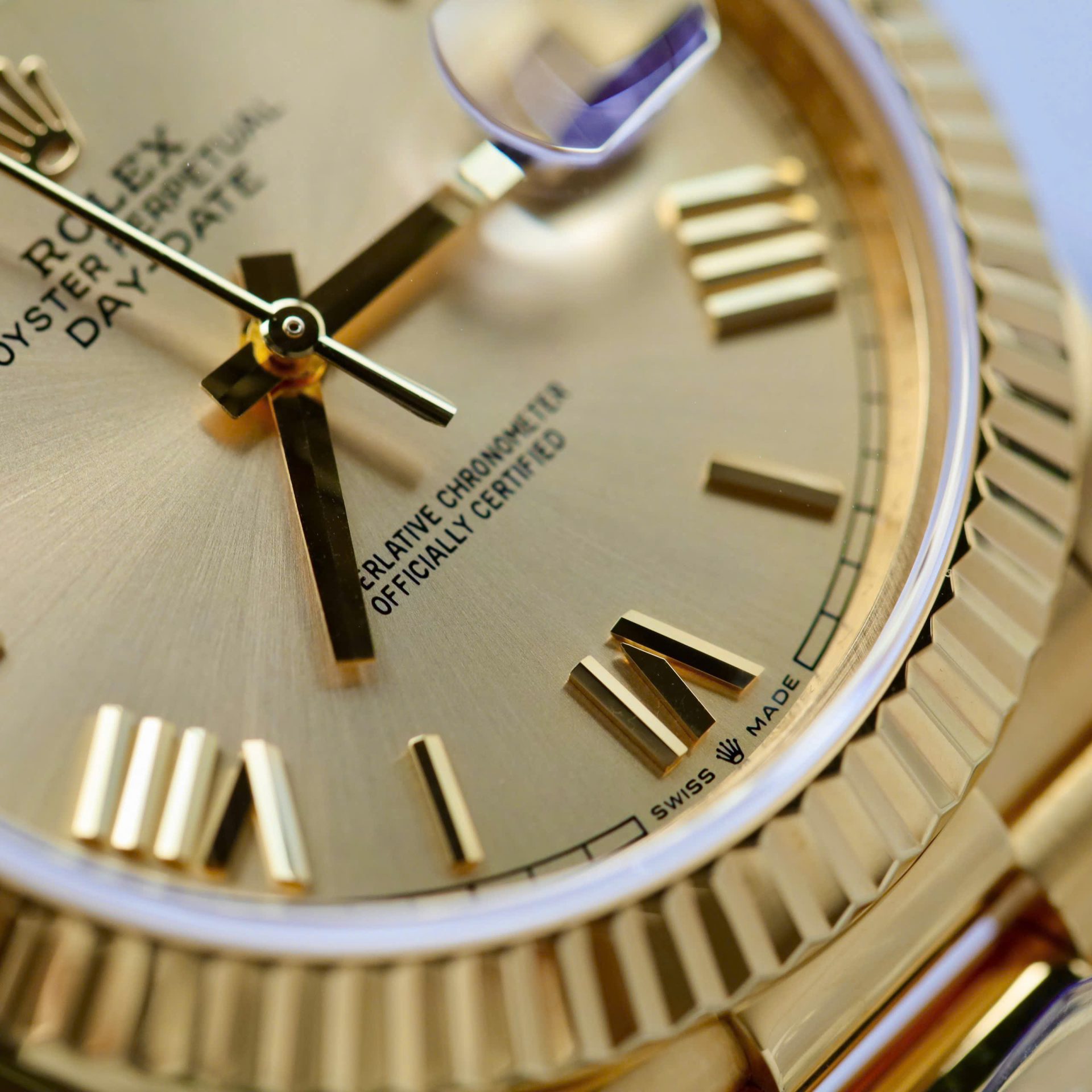 Rolex Day-Date 228238 YG Plated Champagne Roman Numeral Dial 40mm Super Clone