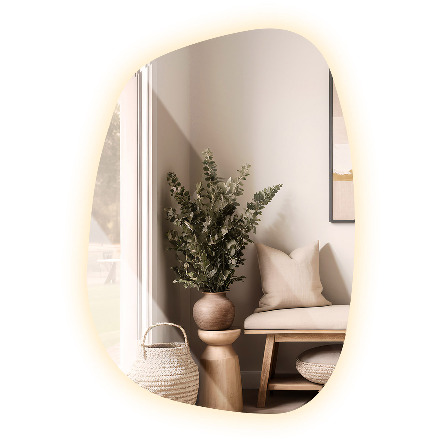 Lustro Asymetryczne LED do salonu, światło ciepłe, 49 x 34 cm, Tulup