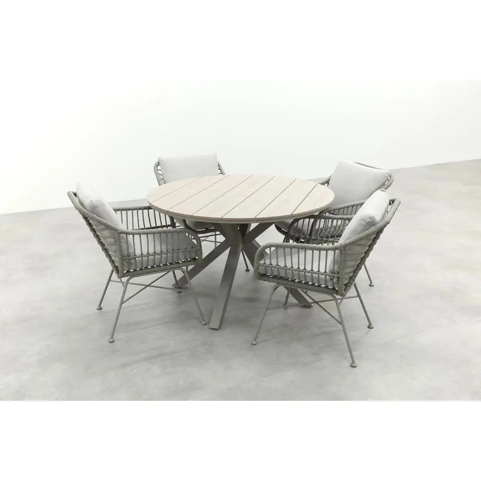 GI Linares/Edison ronde dining tuinset &Oslash;122 cm. - Taupe