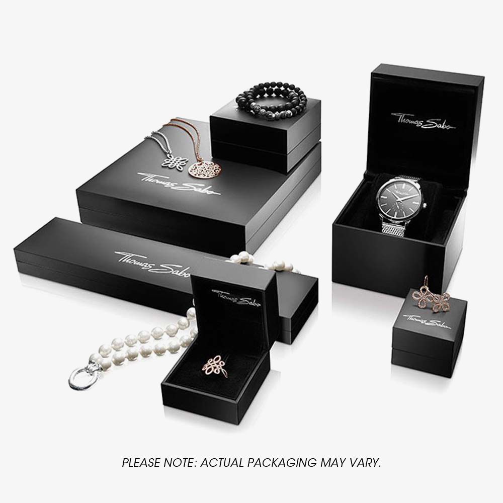 THOMAS SABO Silver Love Bridge Black Obsidian Bead Bracelet LBA0092-885-11-17.5 cm