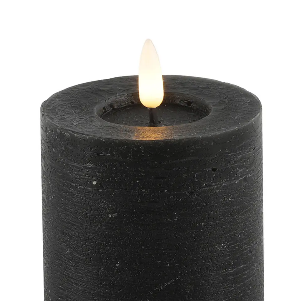 Countryfield LED kaars/stompkaars - zwart - D7,5 x H8 cm - timer