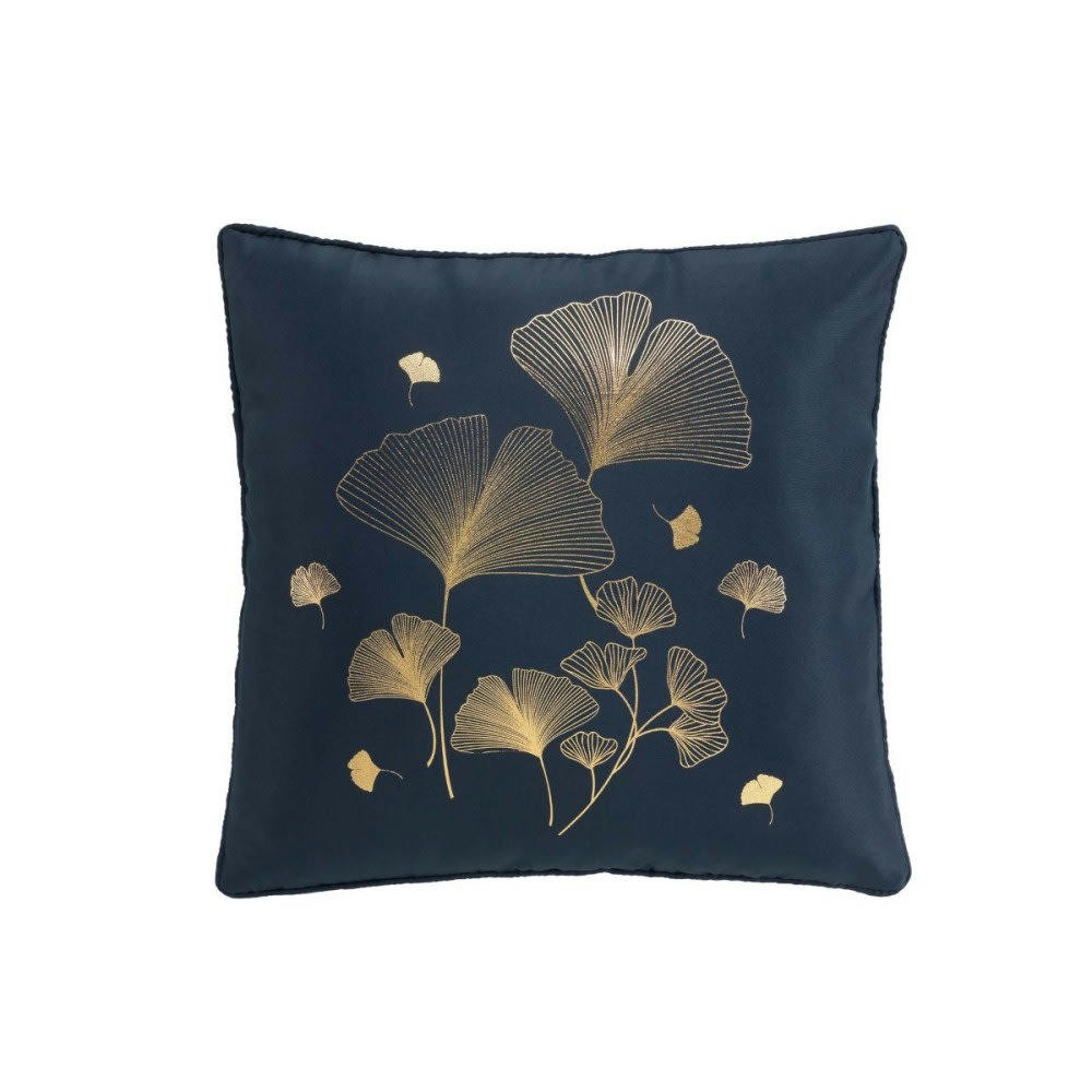 BLOOMY - Coussin passepoil marine/or 40x40cm