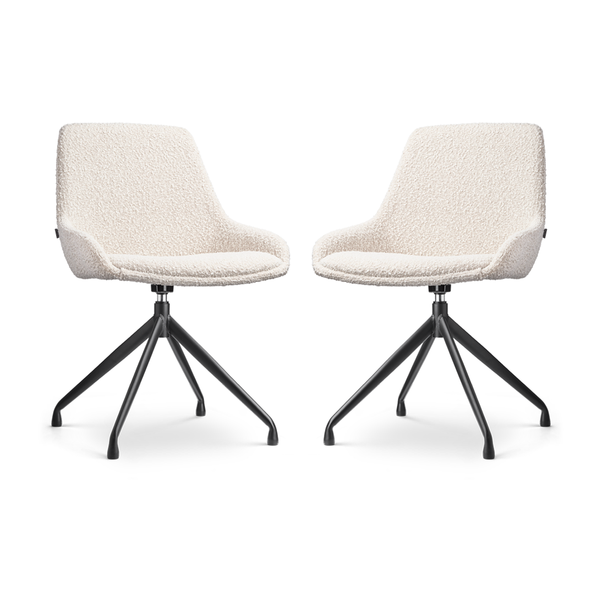 Nolon Nola-Isa Draaiabre Eetkamerstoelen Bouclé Beige - Zwart - 2x