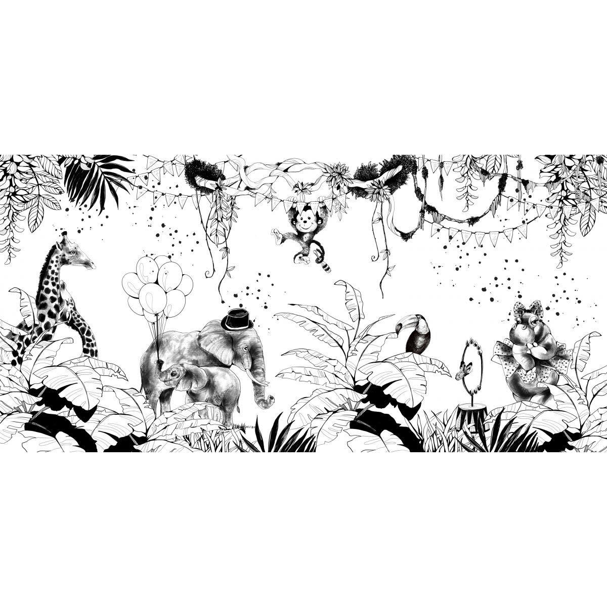 - Papier peint panoramique enfant cirque de la jungle 170 x 250 cm